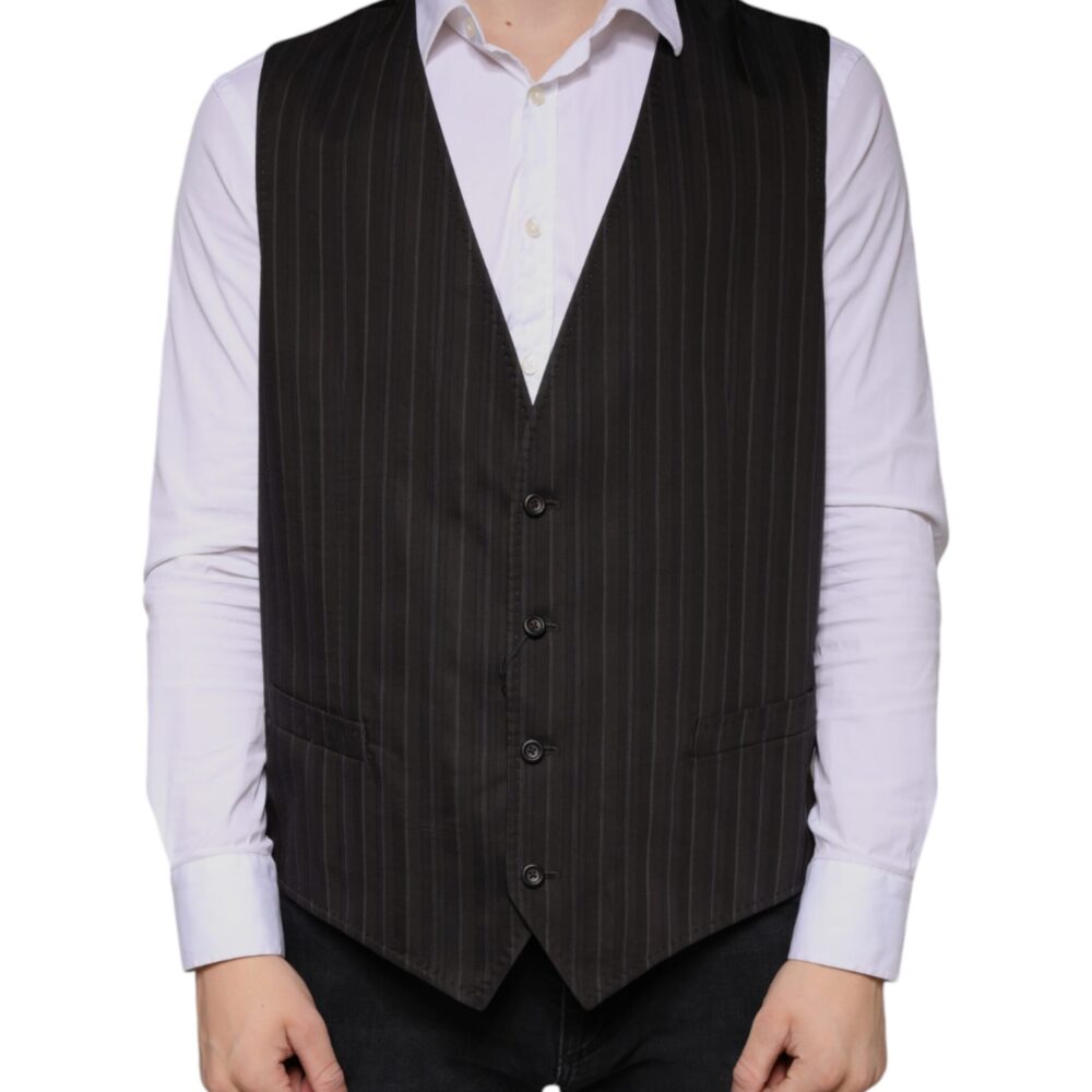 Black Cotton Waistcoat Dress Formal Vest