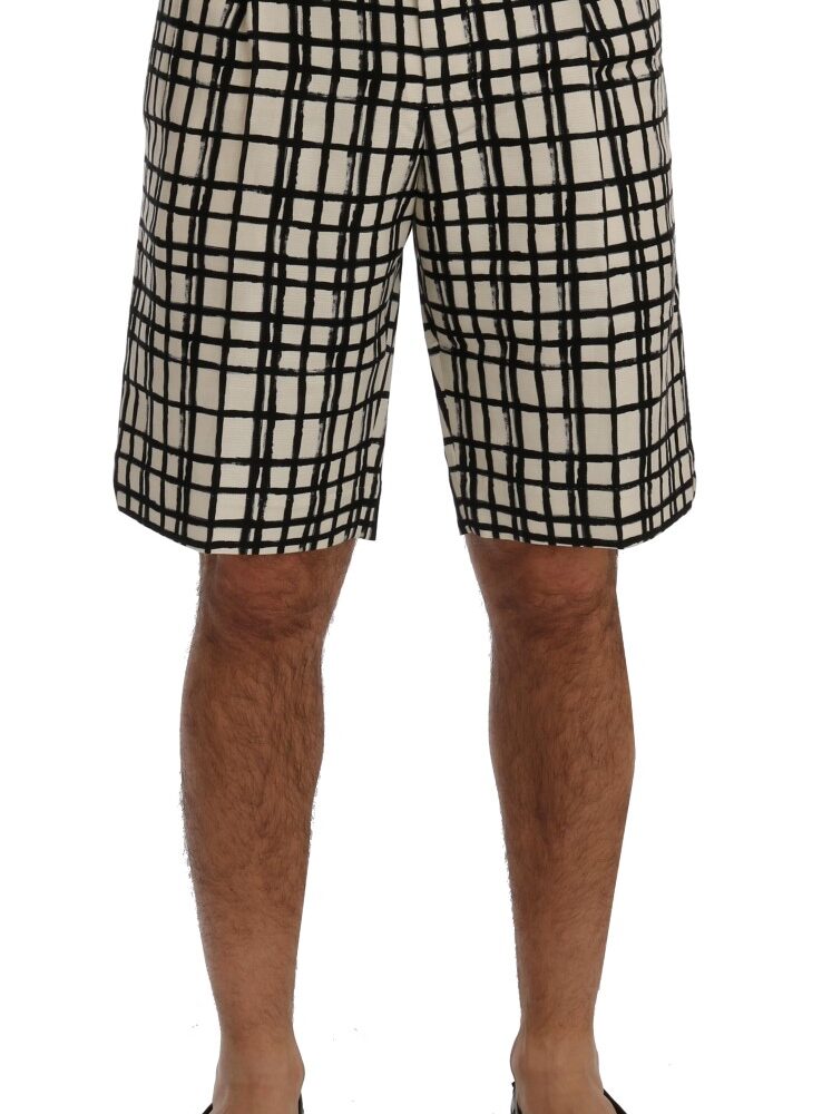 Elegant Striped Cotton-Linen Shorts