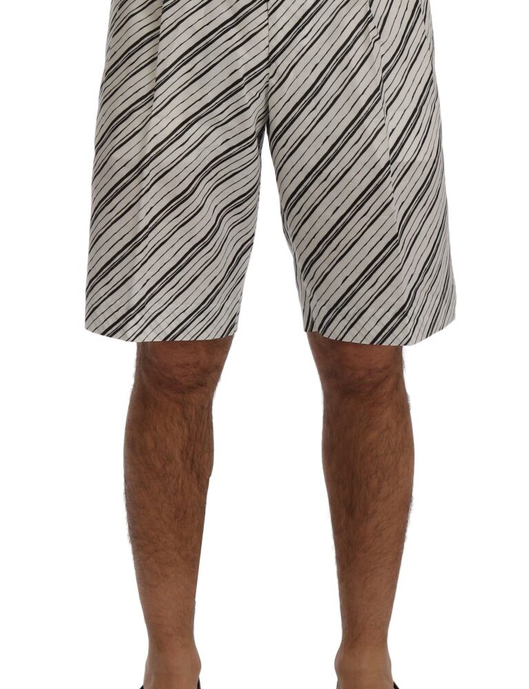 Elegant Striped Cotton-Linen Shorts