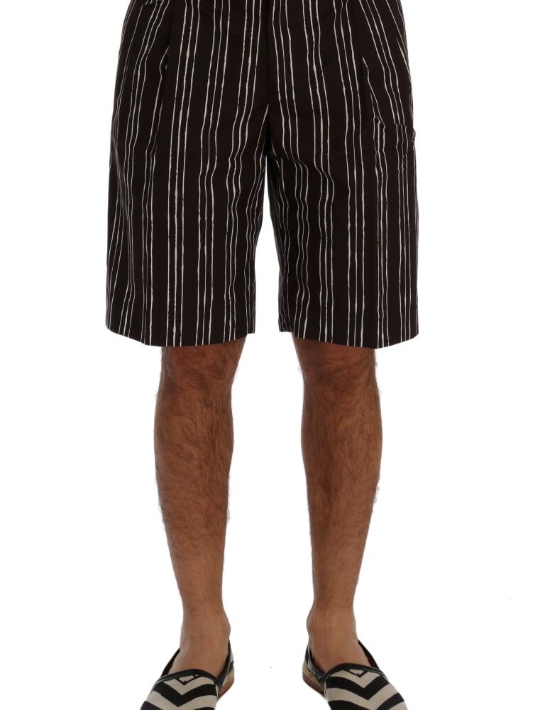 Bordeaux Striped Cotton Knee High Shorts