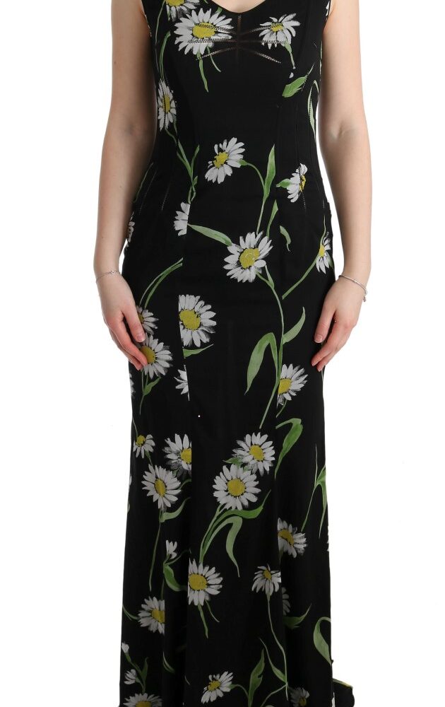 Sunflower Print Full Length Sheath Dress