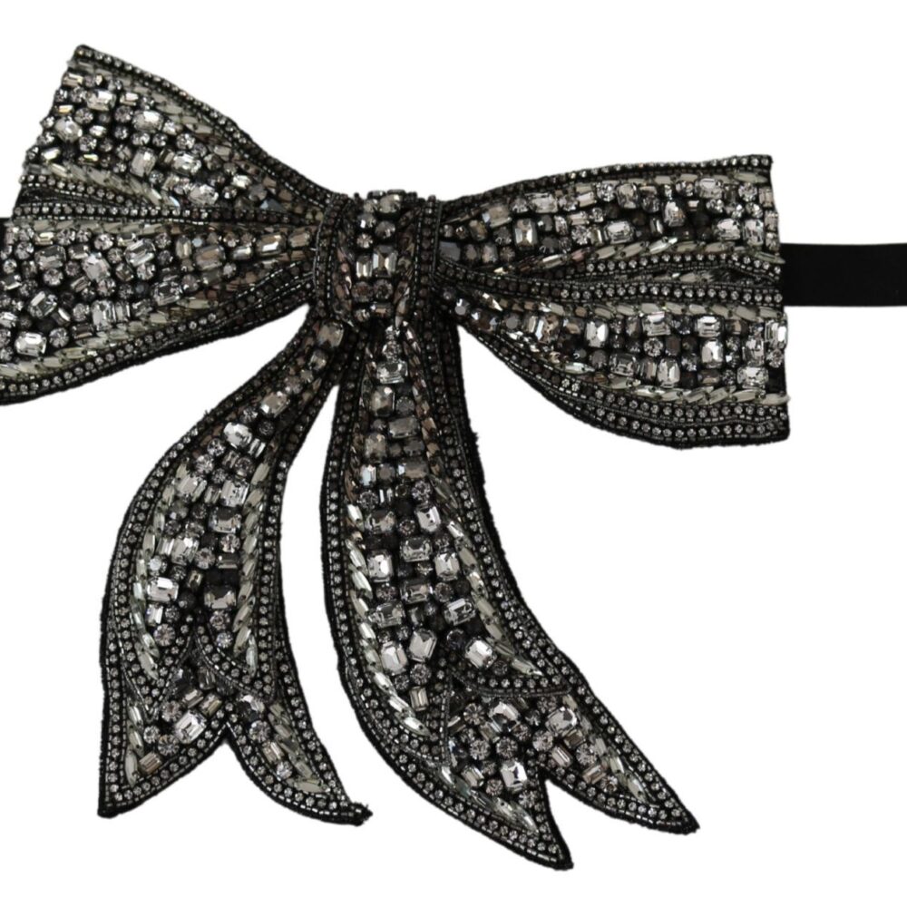 Silver-Tone Silk Crystal Bow Tie