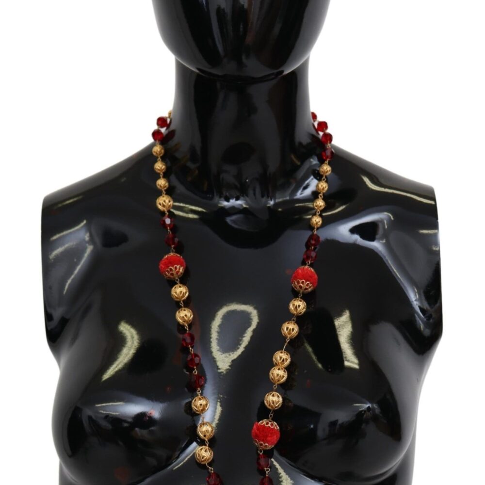 Elegant Red Crystal Gold-Plated Necklace