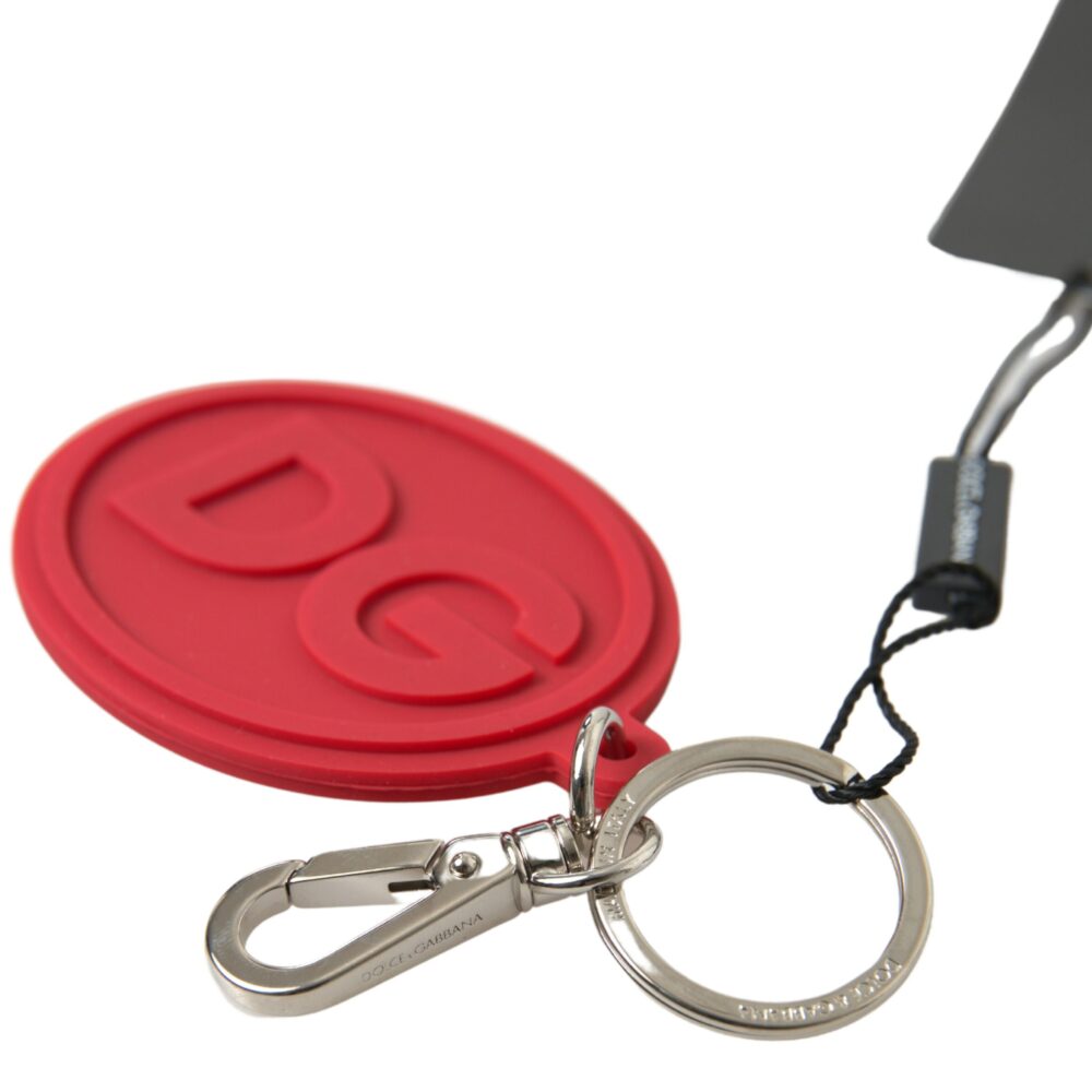 Chic Red Rubber and Brass Designer Keychain