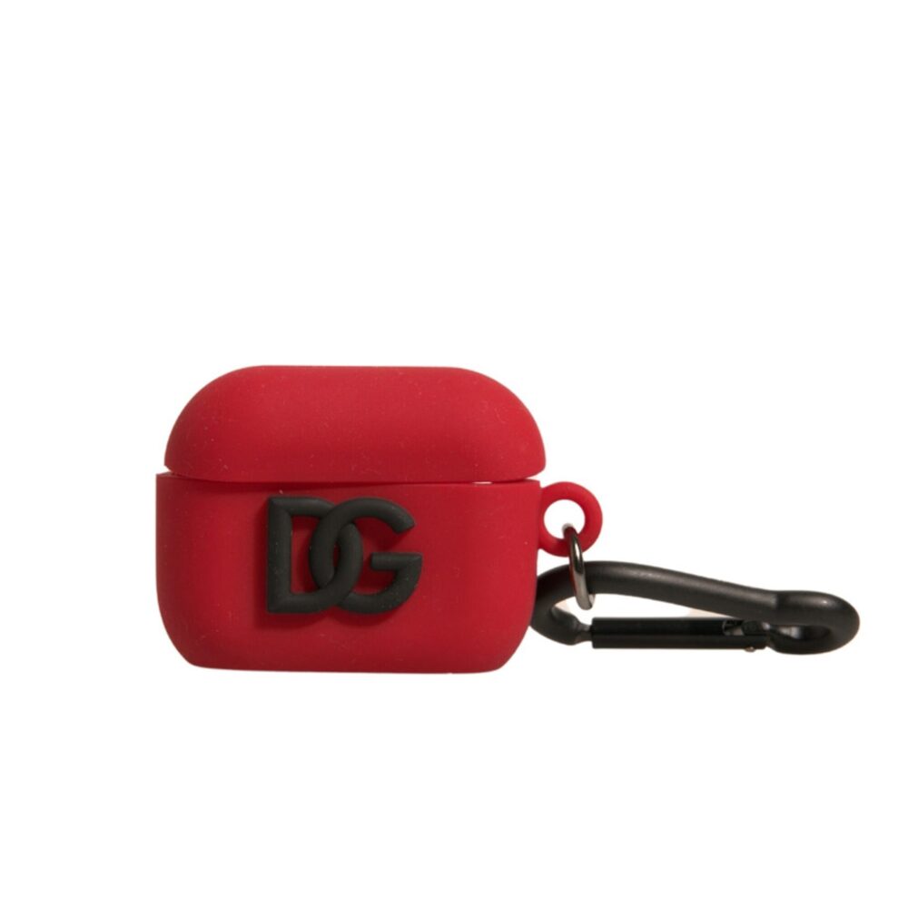 Red Silicone Rubber Logo Embossed Airpods Case
