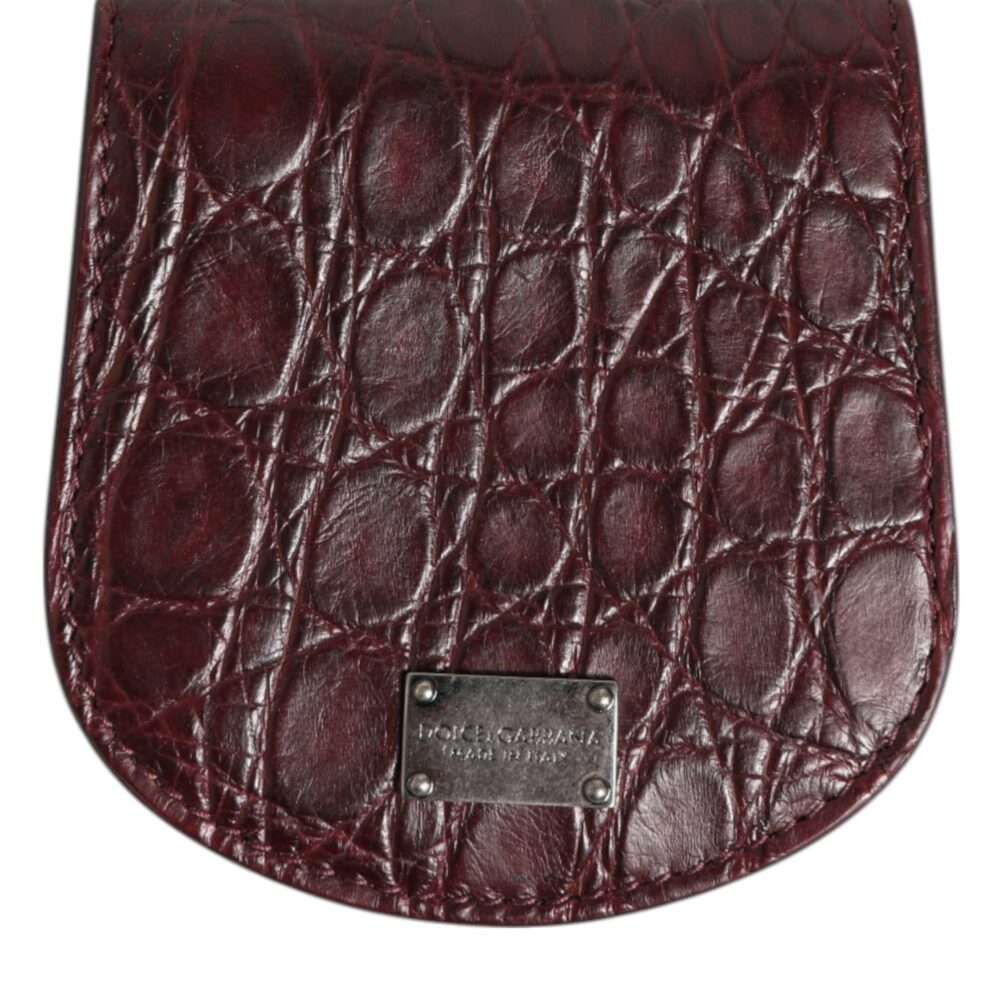 Burgundy Exotic Skin Coin Condom Case Holder Pocket Wallet