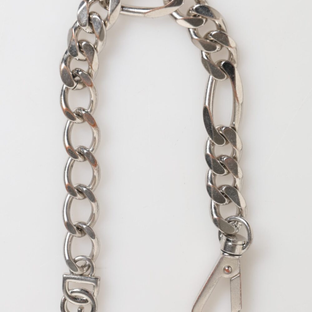 Silver Tone Brass Chain Lobster Clasp DG Logo Bracelet