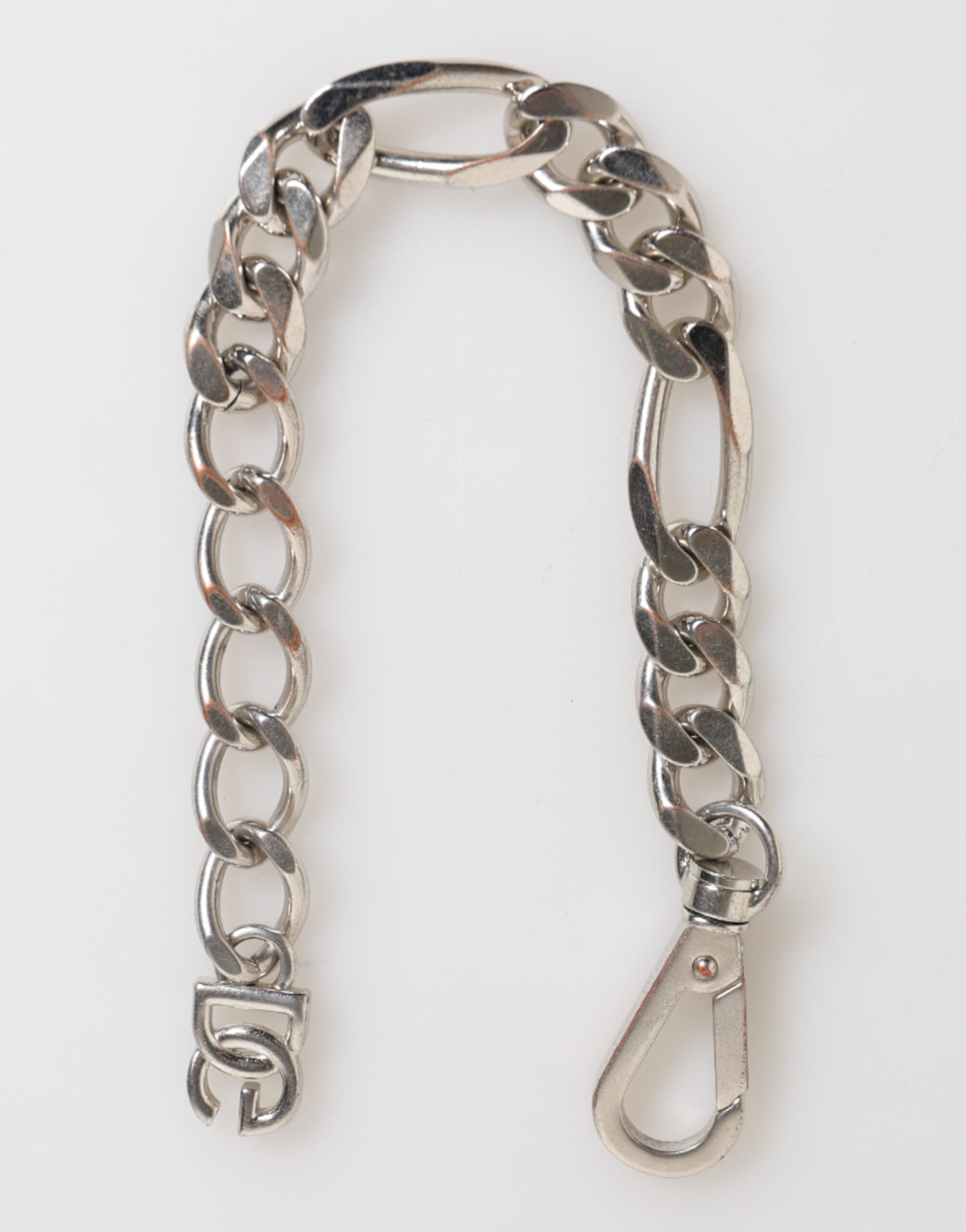 Silver Tone Brass Chain Lobster Clasp DG Logo Bracelet