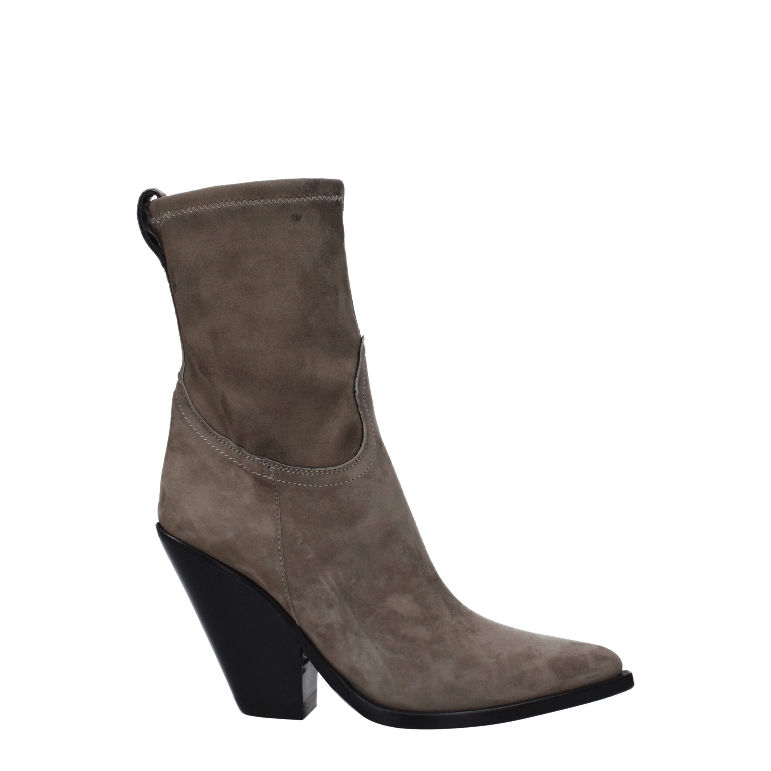 Gray Leather Ankle
