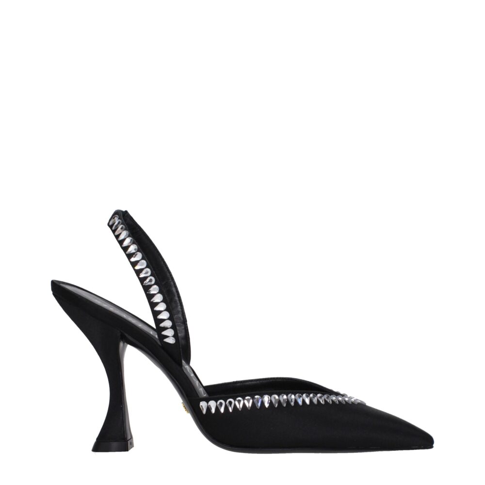 Black Satin Sandal