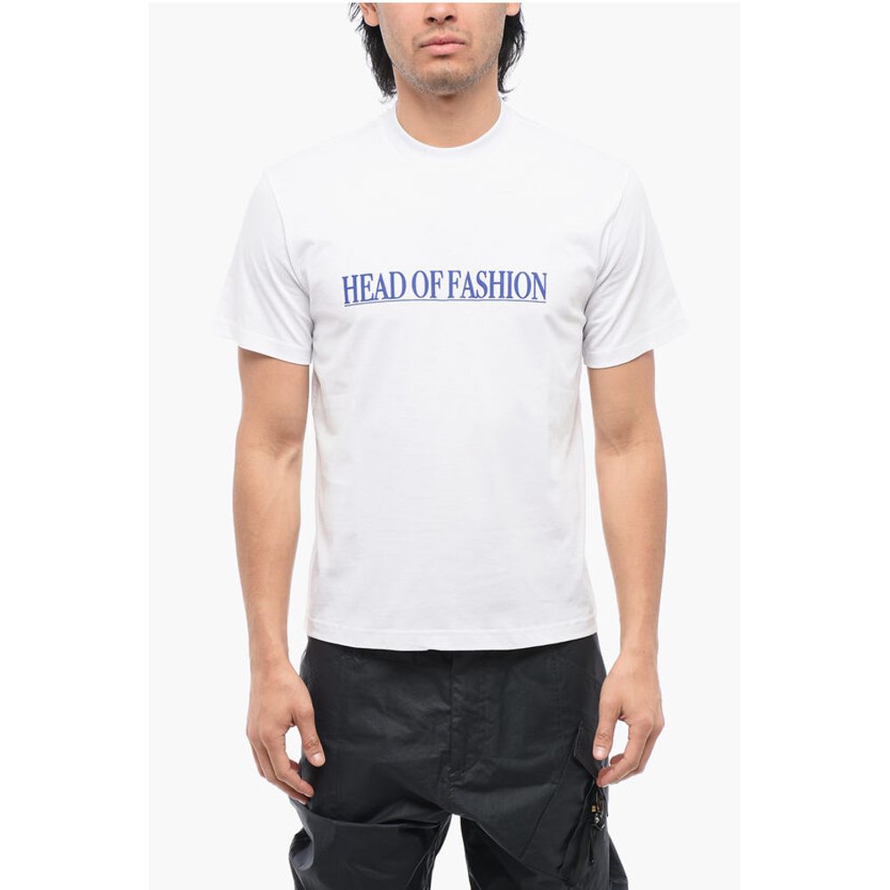 Solid Color HEAD OF FASHION Crew-neck T-Shirt with Contrasti