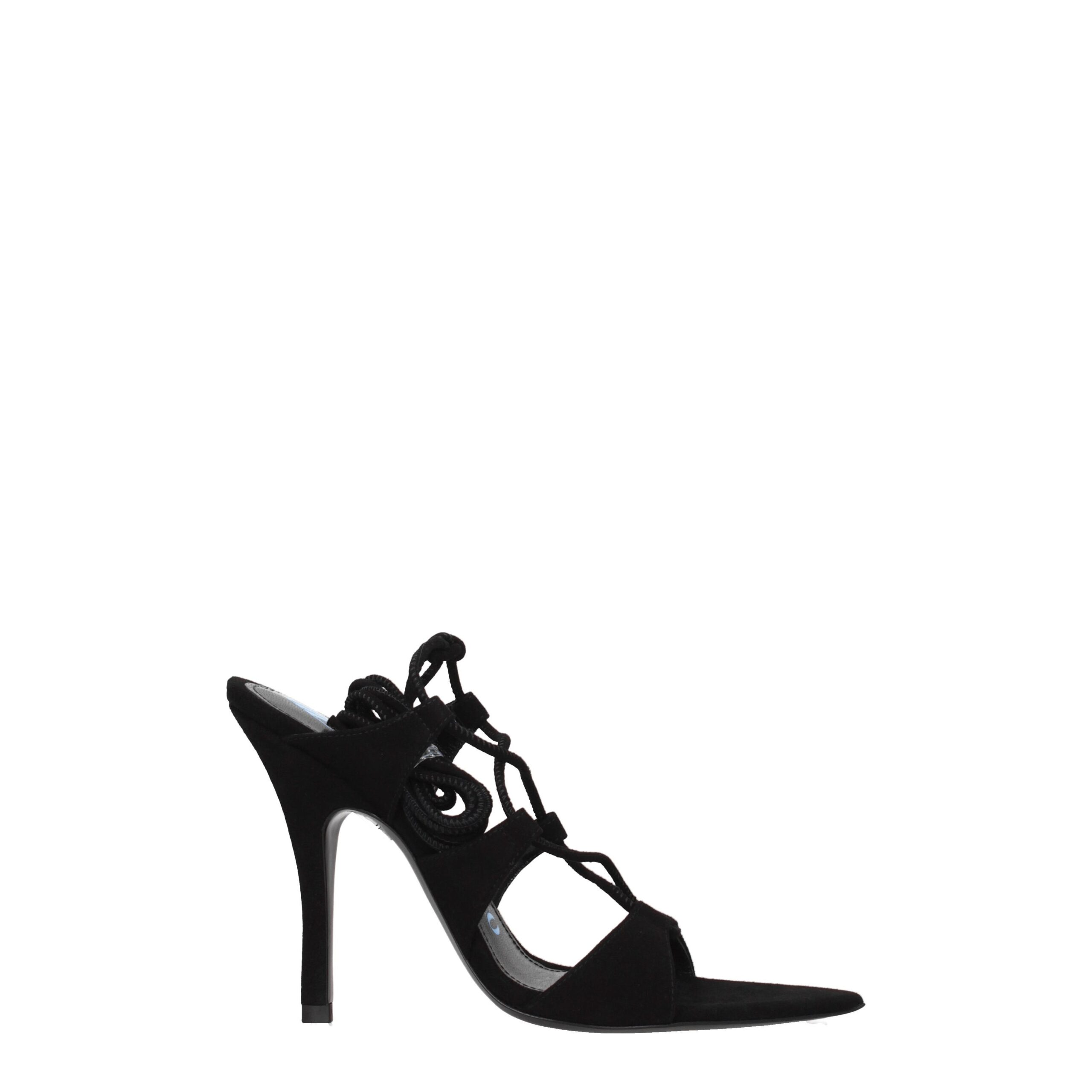 Black Leather Stiletto Heels Sandals