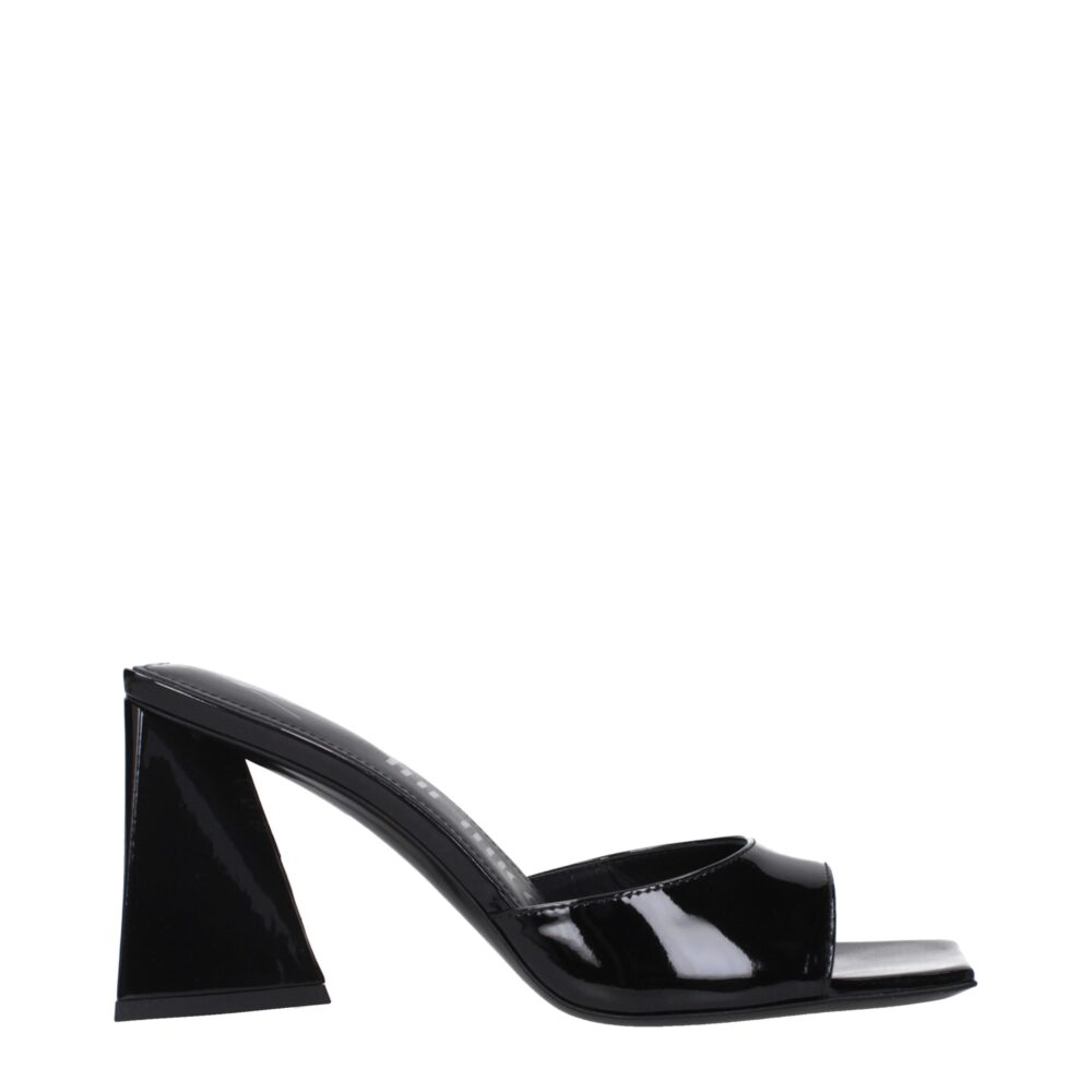 Black Leather Stiletto Heels Sandals