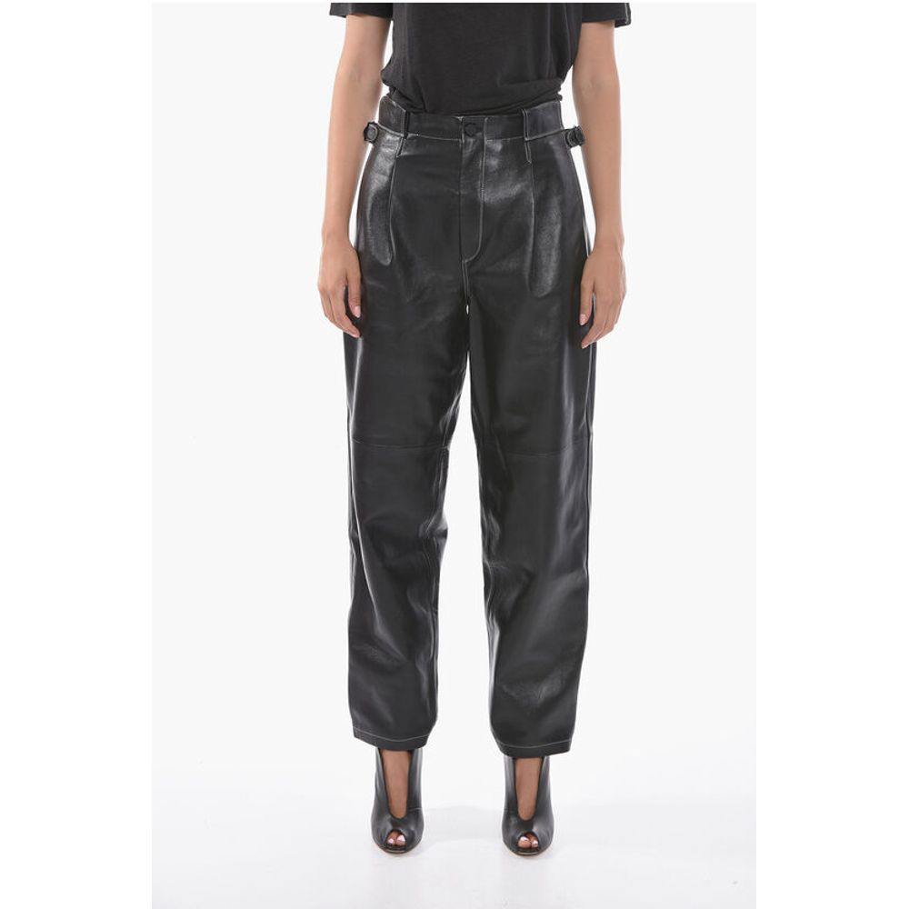 Leather SHOBAK High-waisted Pants with Single Pleat