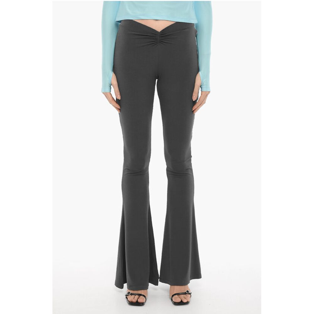 Stretch Fabric Bootcut Pants with Elastic Waistband