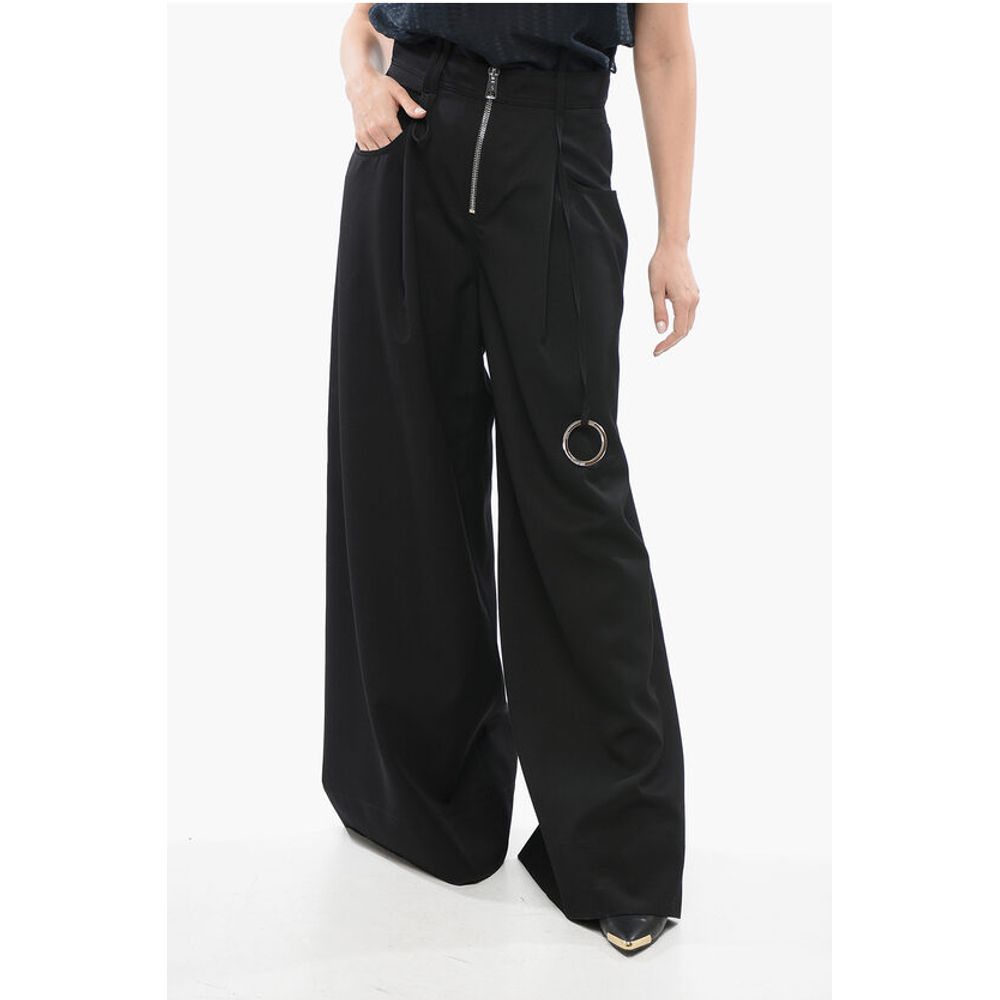 Wool Zipped Palazzo Pants