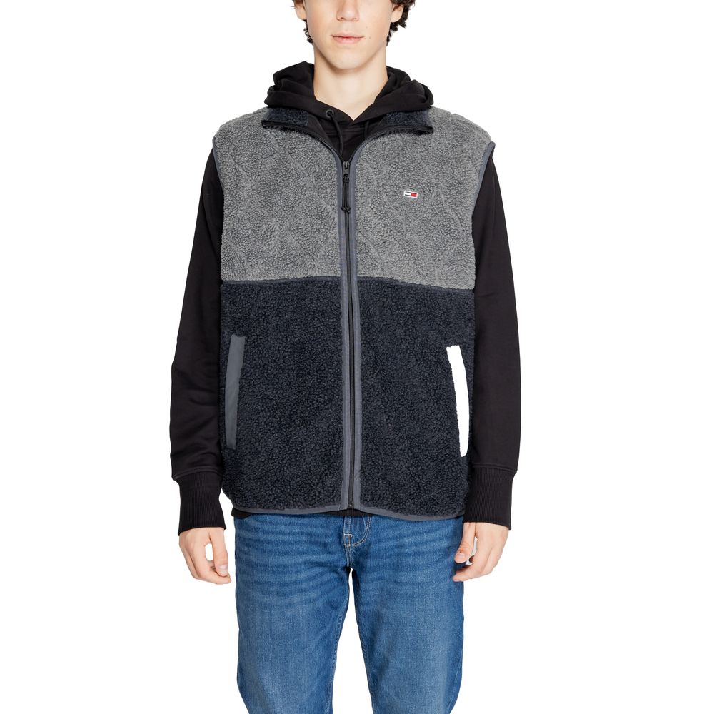 Black Recycled Polyester Sleveless Jacket