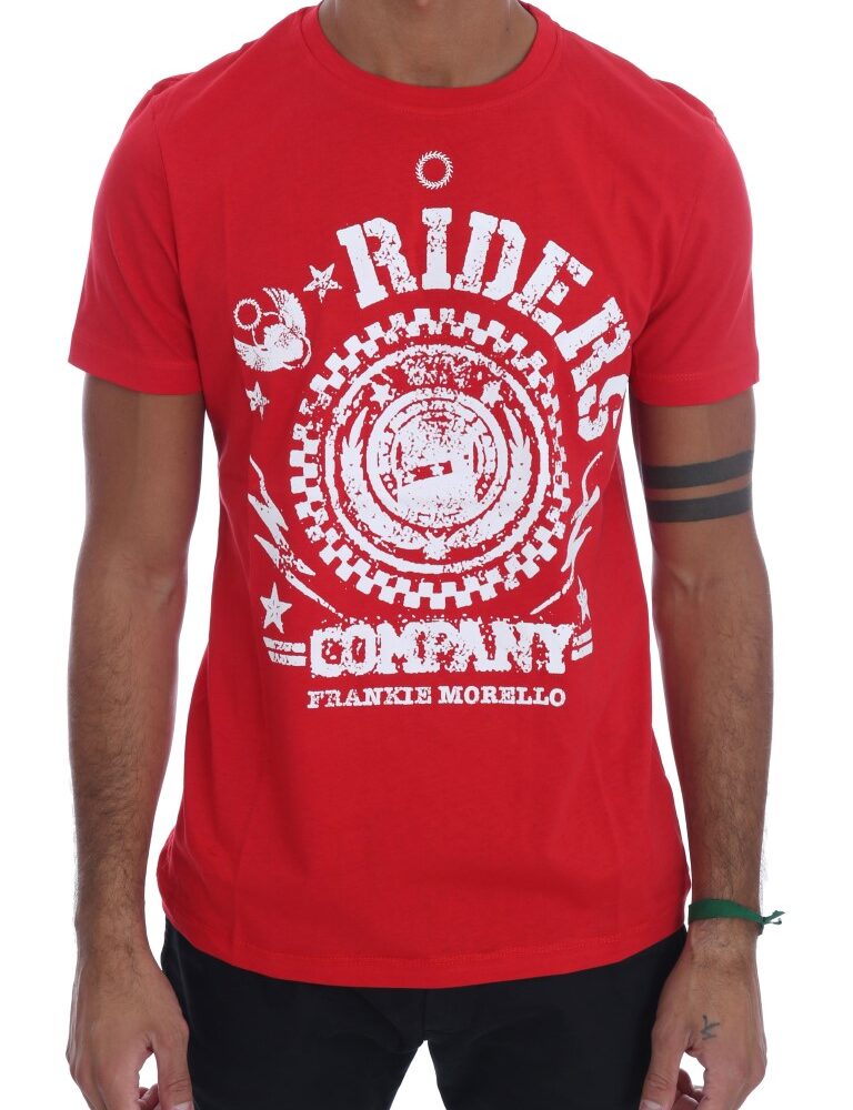Chic Red 'RIDERS' Motive Crewneck Tee