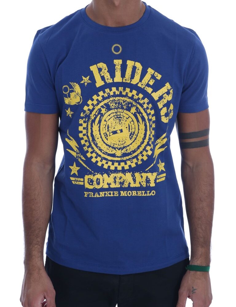 Stylish Blue Riders Motif Cotton Tee