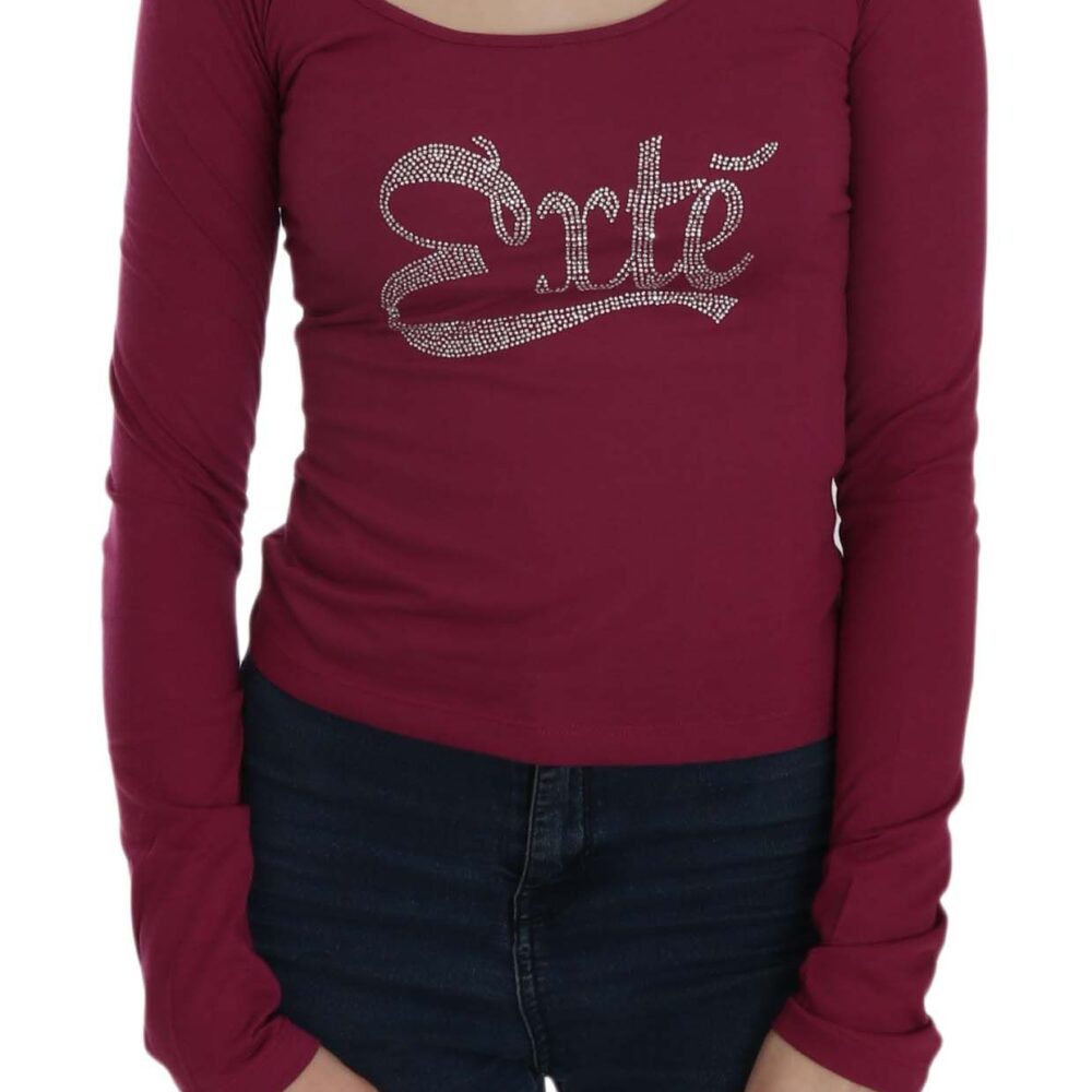 Fuchsia Crystal Embellished U-Neck Blouse