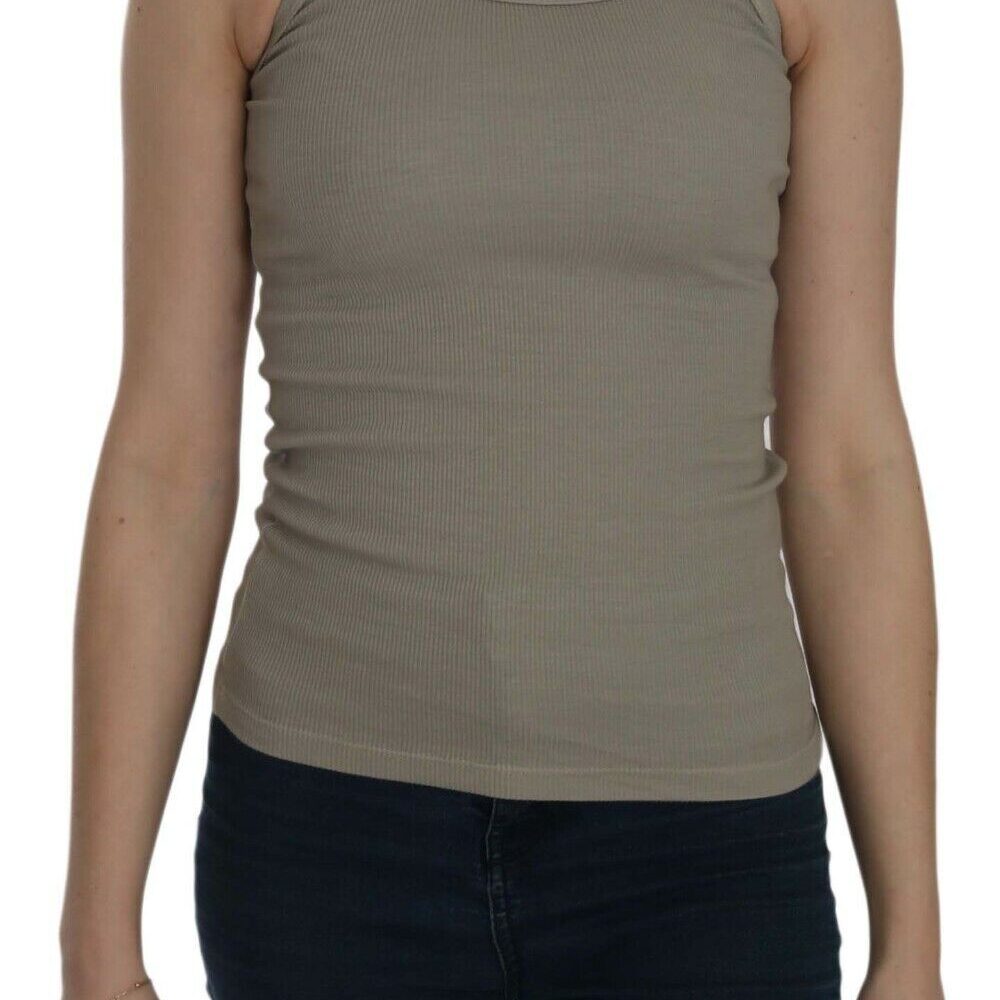 Chic Beige Spaghetti Strap Top Blouse