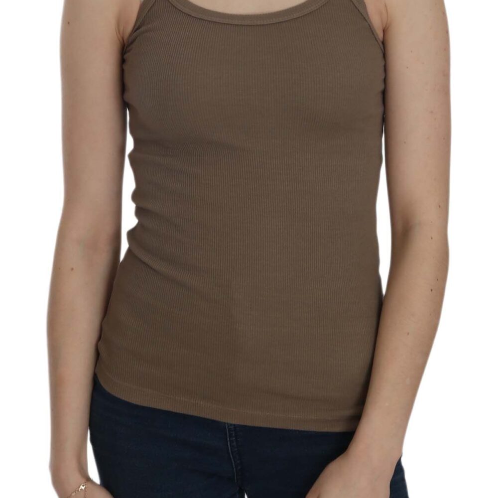 Chic Spaghetti Strap Cotton Top - Earthy Elegance