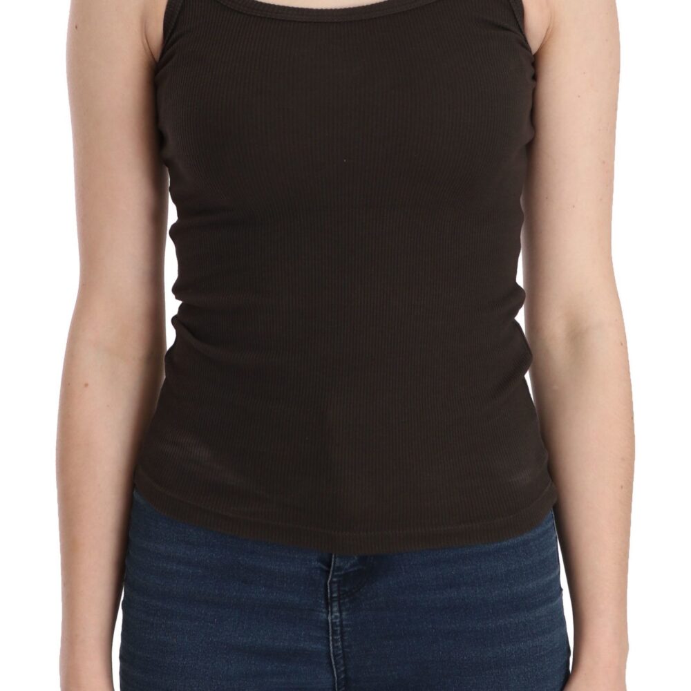 Elegant Dark Brown Spaghetti Strap Blouse