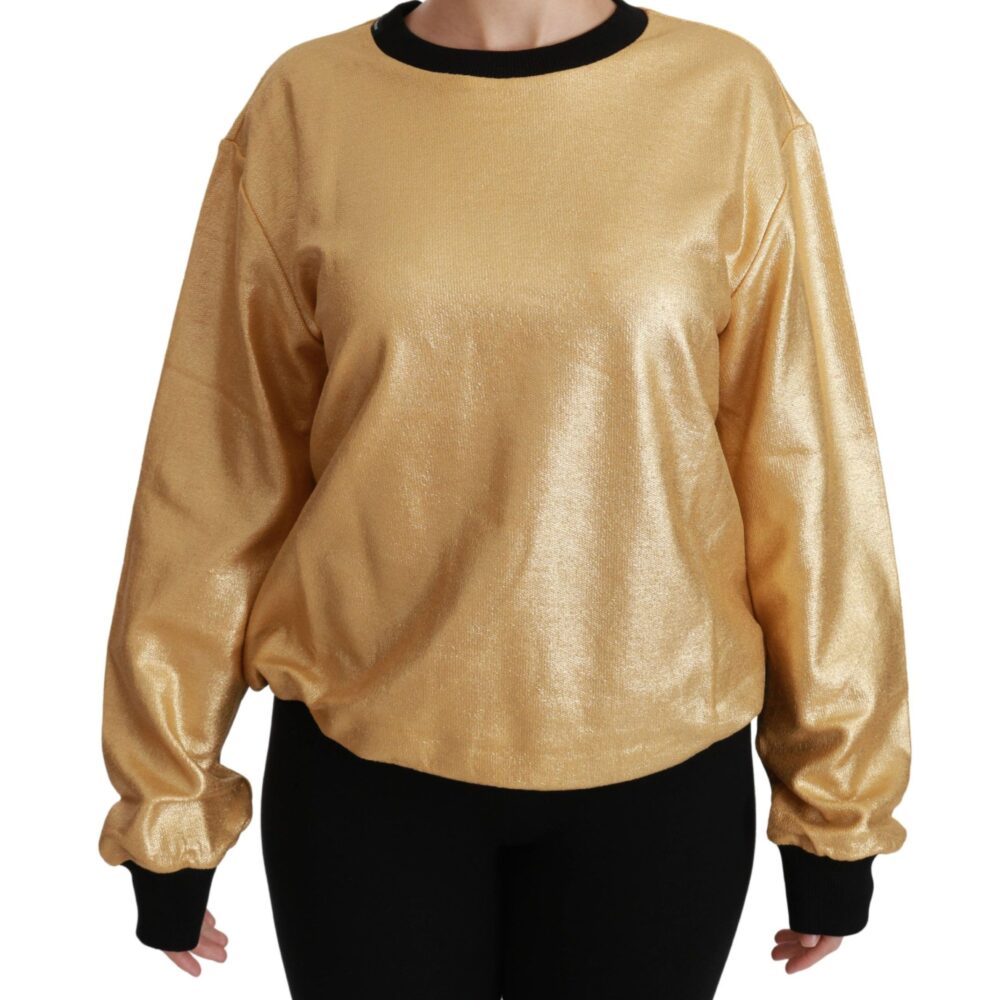 Elegant Gold Crew Neck Cotton Sweater