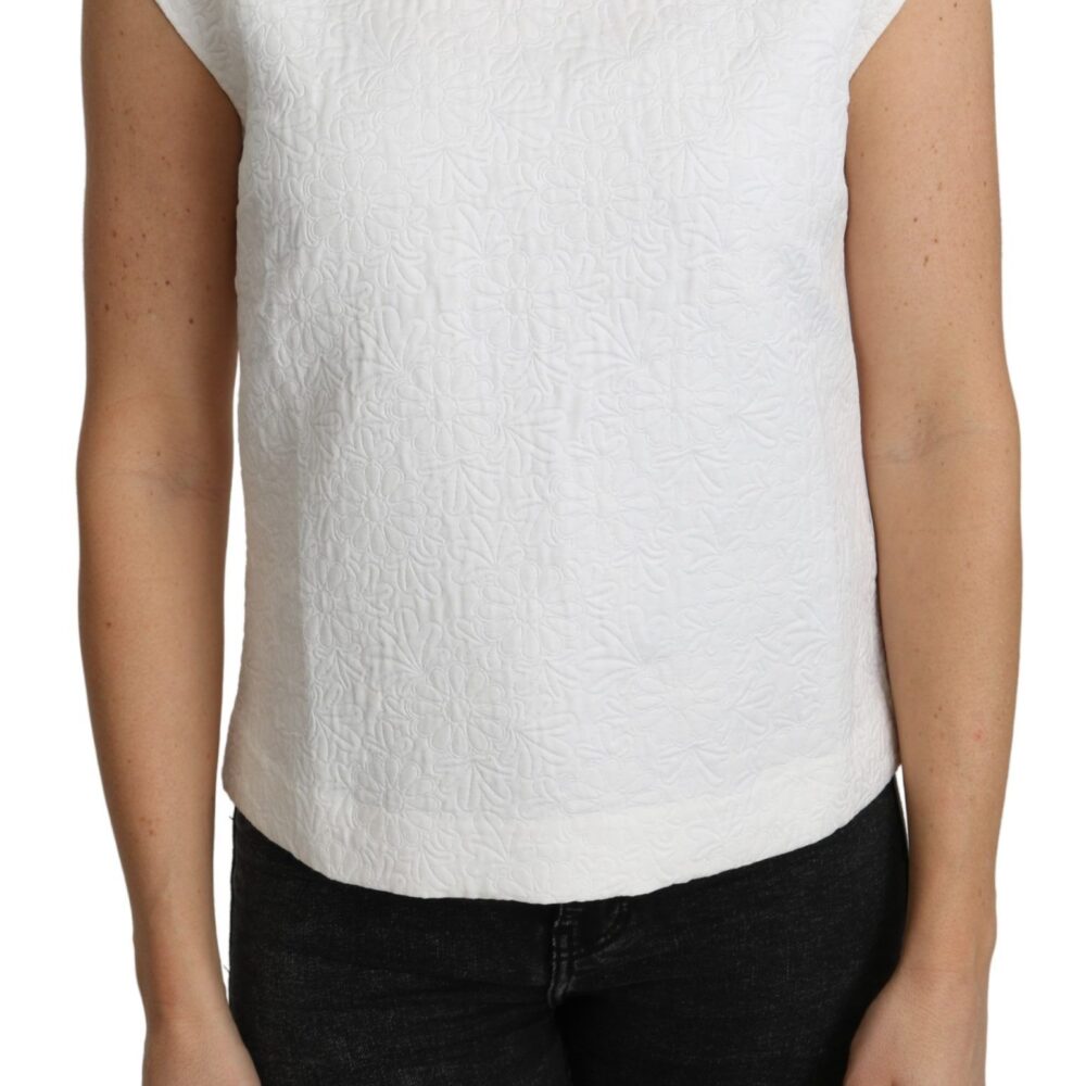 Elegant White Cotton Blend Blouse