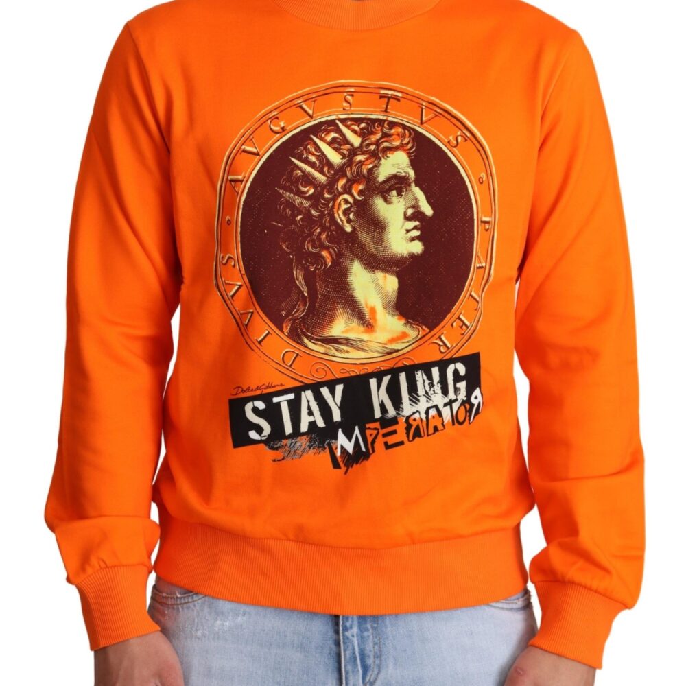 Regal Crewneck Cotton Sweater in Orange