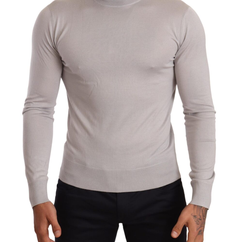 Gray Cashmere Turtleneck Pullover Sweater