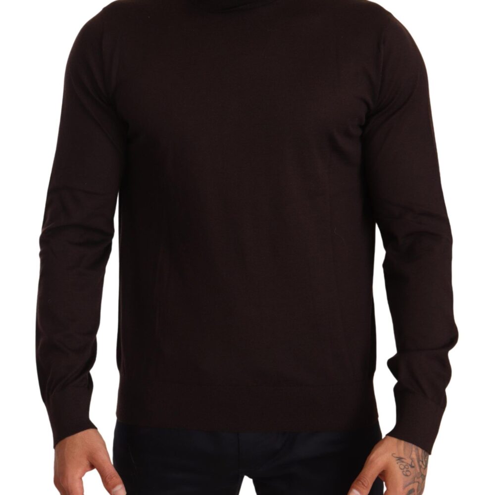 Brown Cashmere Turtleneck Pullover Sweater