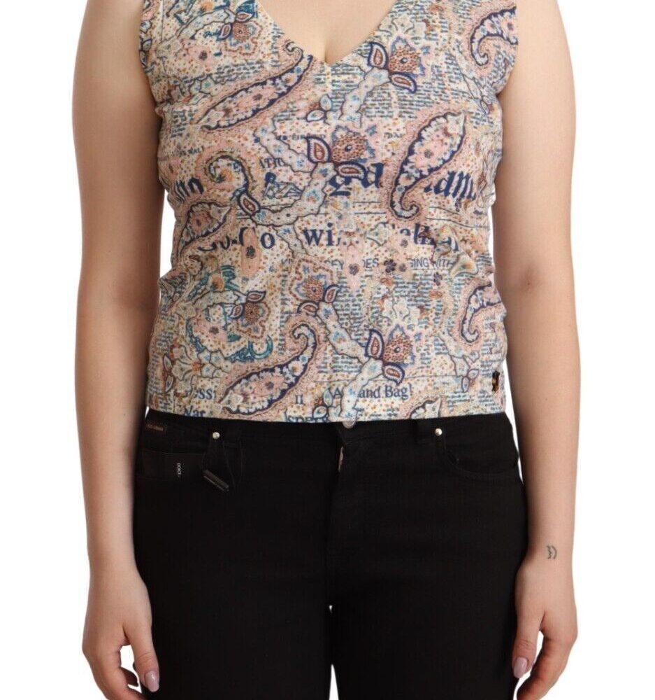 Multicolor Cotton V-Neck Sleeveless Tank Top