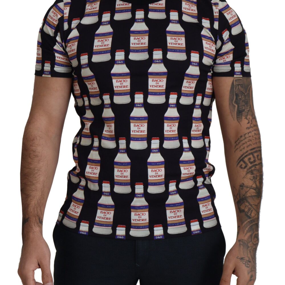 Elegant Black Bacio Di Venere Print Tee