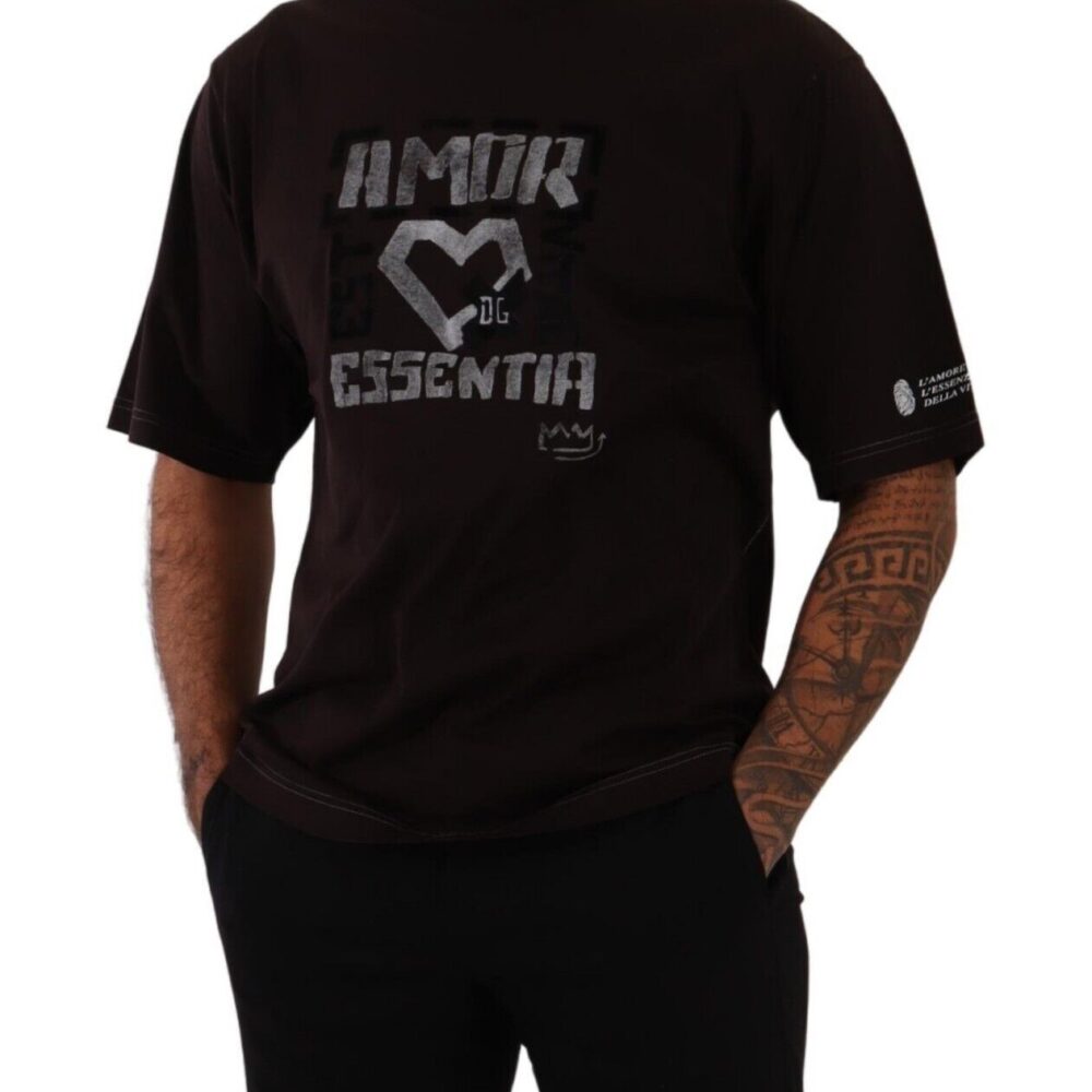 Elegant Burgundy L'Amore Crew Neck Tee