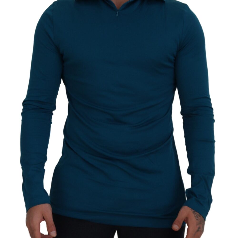 Elegant Blue Cotton Pullover Sweater