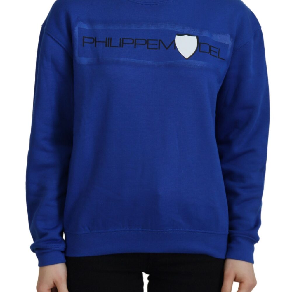 Chic Blue Printed Long Sleeve Pullover Sweater