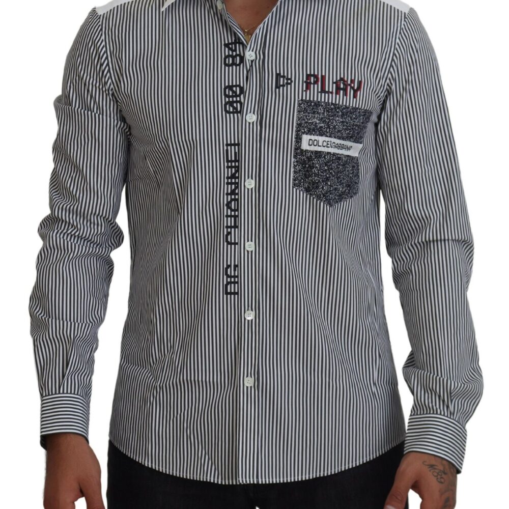 Slim Fit Striped Casual Shirt with Channel Motive