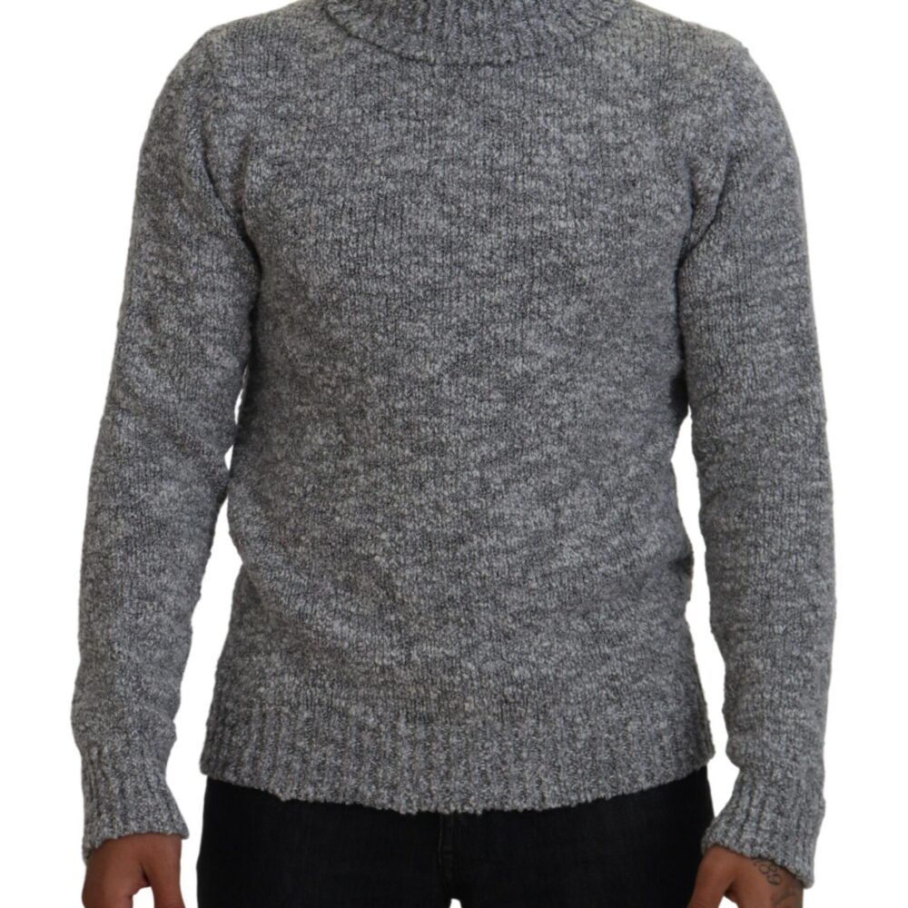 Elegant Gray Wool-Blend Turtleneck Sweater