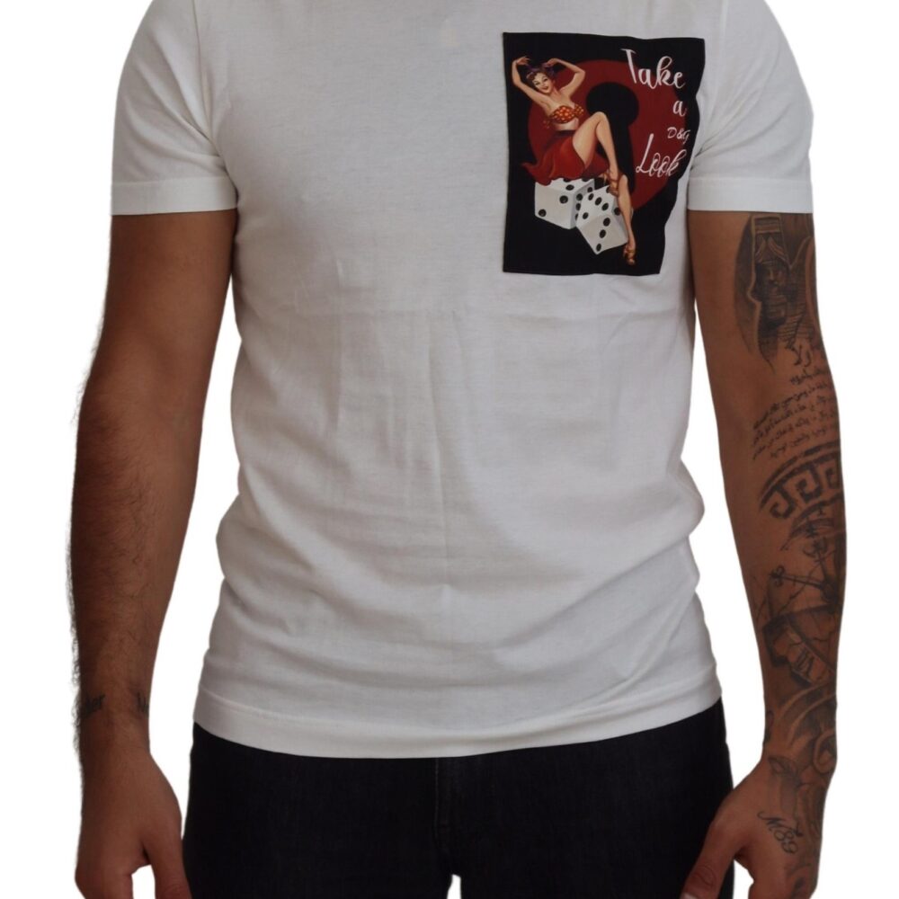 Cotton White Logo Print Crewneck T-shirt