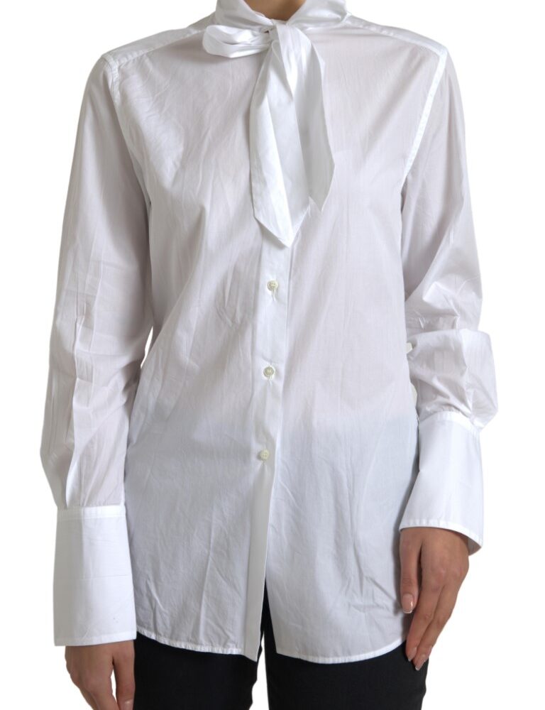Elegant White Cotton Long Sleeve Shirt