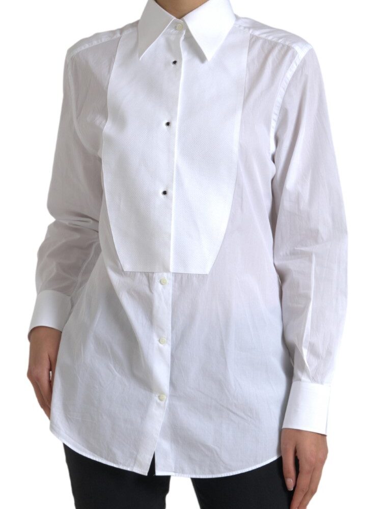 Elegant White Cotton Poplin Dress Shirt