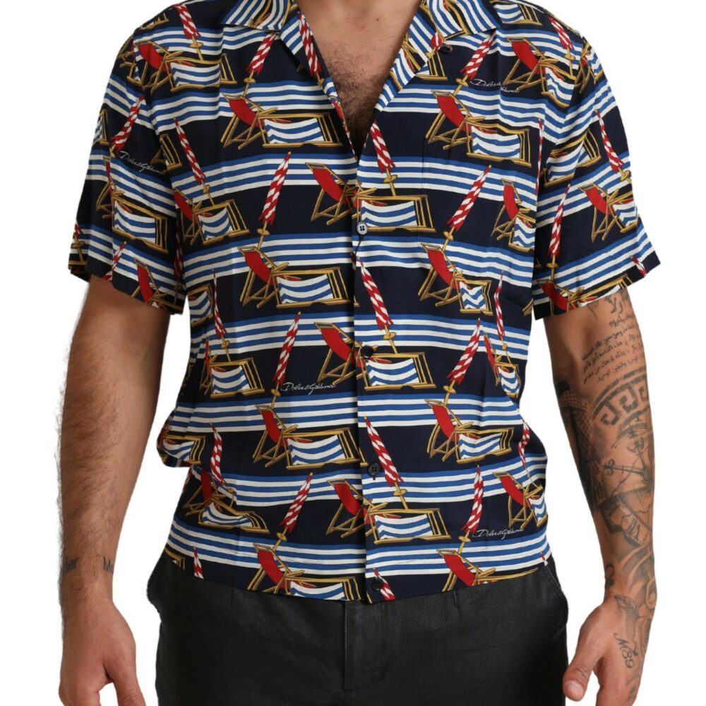 Multicolor Beach Chair Short Sleeves Shirt