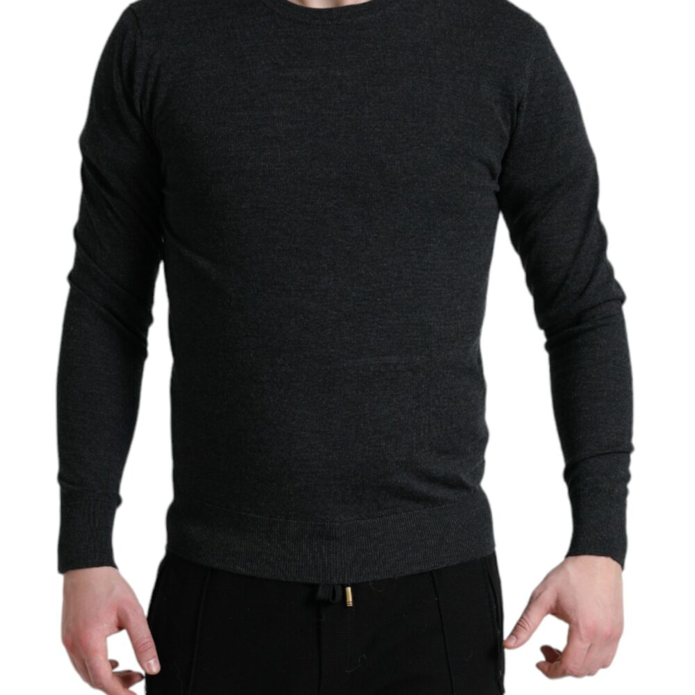 Elegant Gray Wool Pullover Sweater