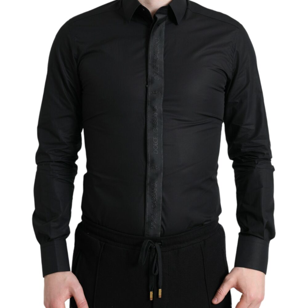Elegant Black Slim Fit Dress Shirt