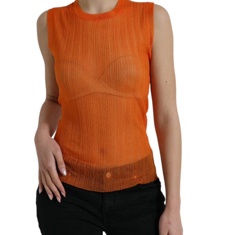 Chic Orange Crew Neck Tank Top