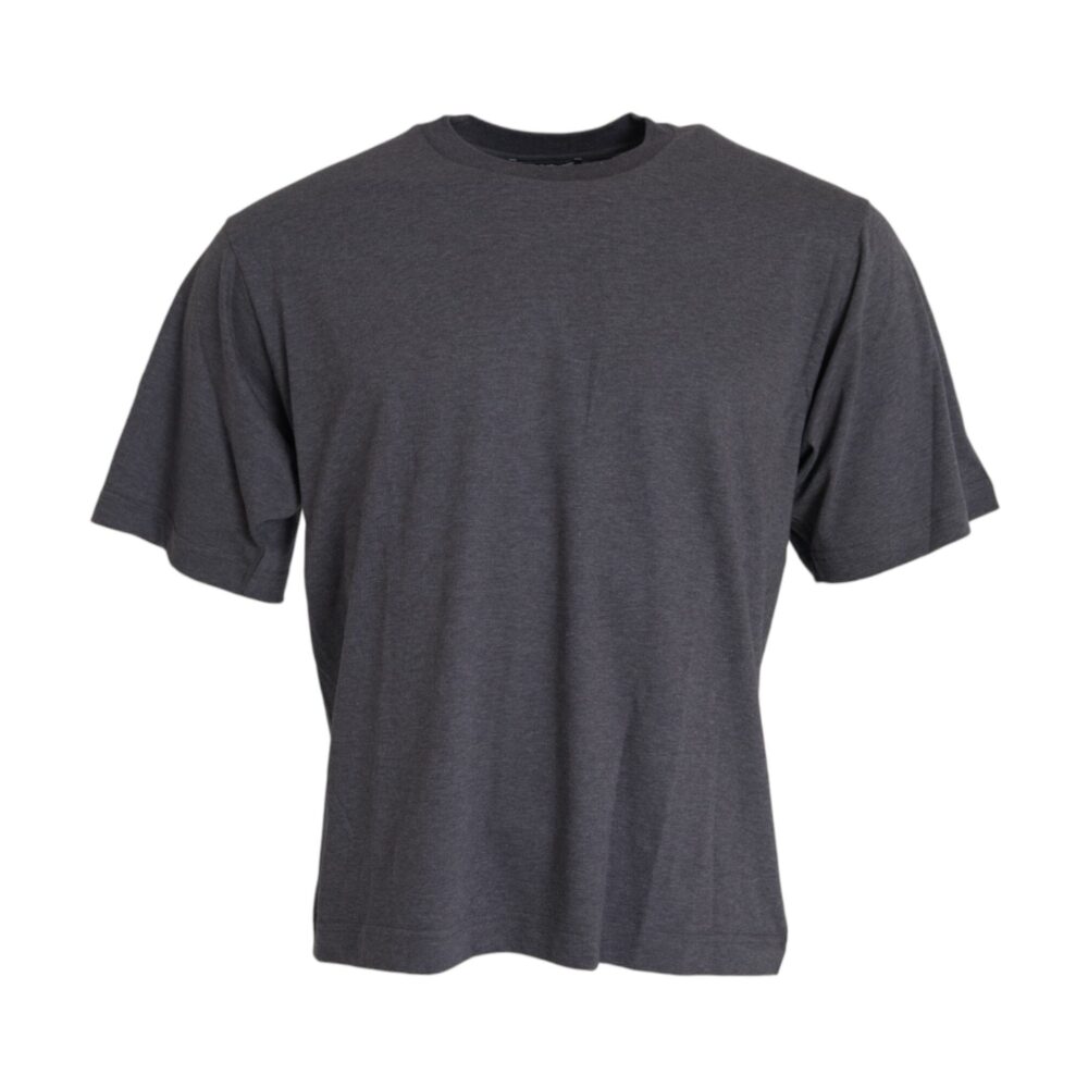 Gray Cotton Round Neck Short Sleeve T-shirt