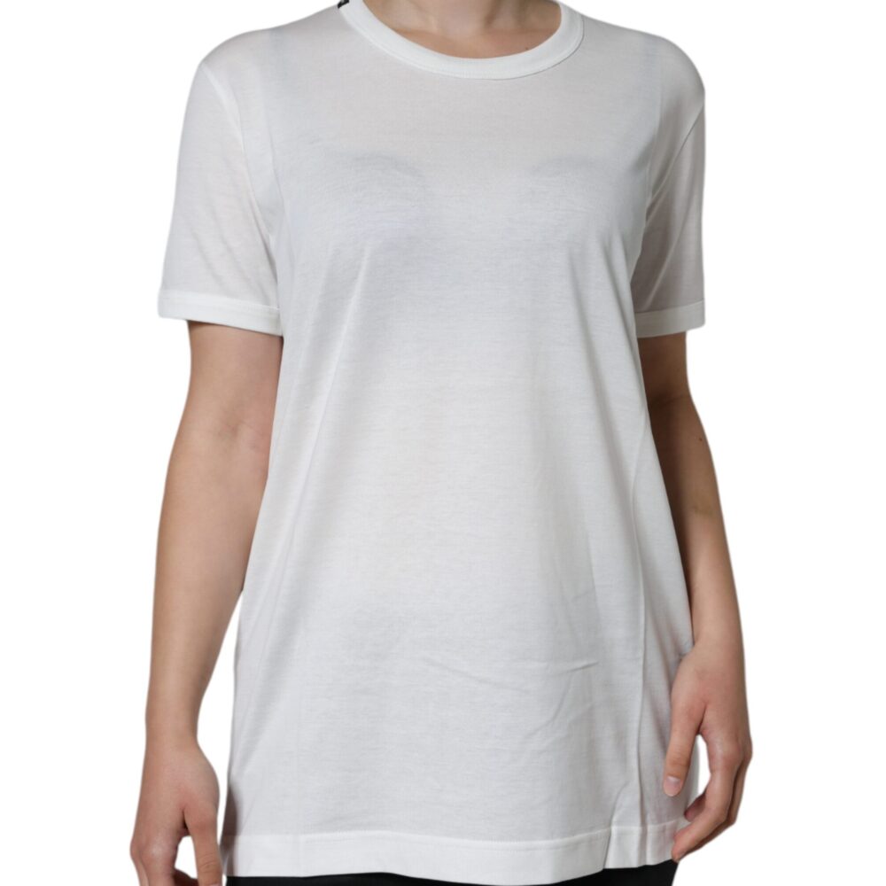 White Cotton Crew Neck Short Sleeve T-shirt