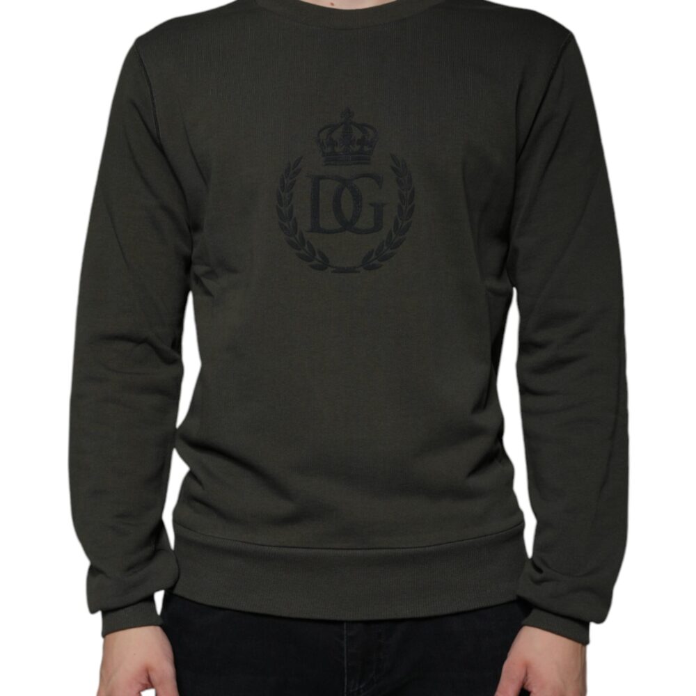 Army Green DG Crown Crew Neck Pullover Sweater