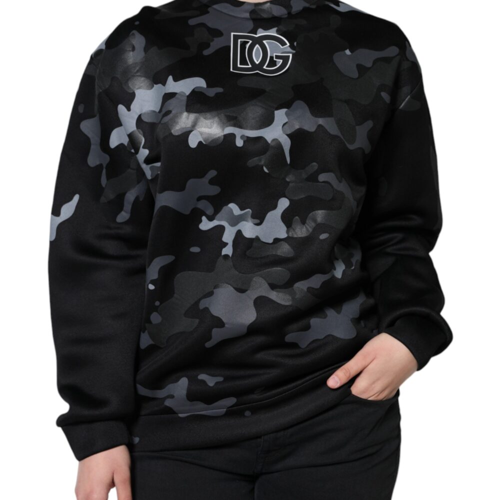 Black Camouflage Round Neck Sweatshirt Sweater